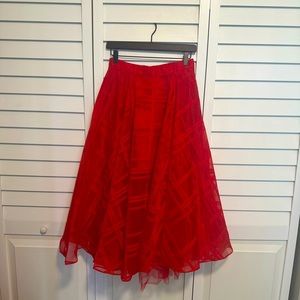 Red A line Midi Skirt